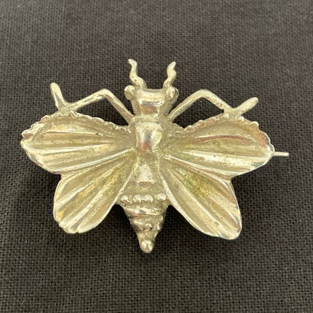Vintage Natacha Brooks Sterling Silver Brooch Pin Butterfly Moth